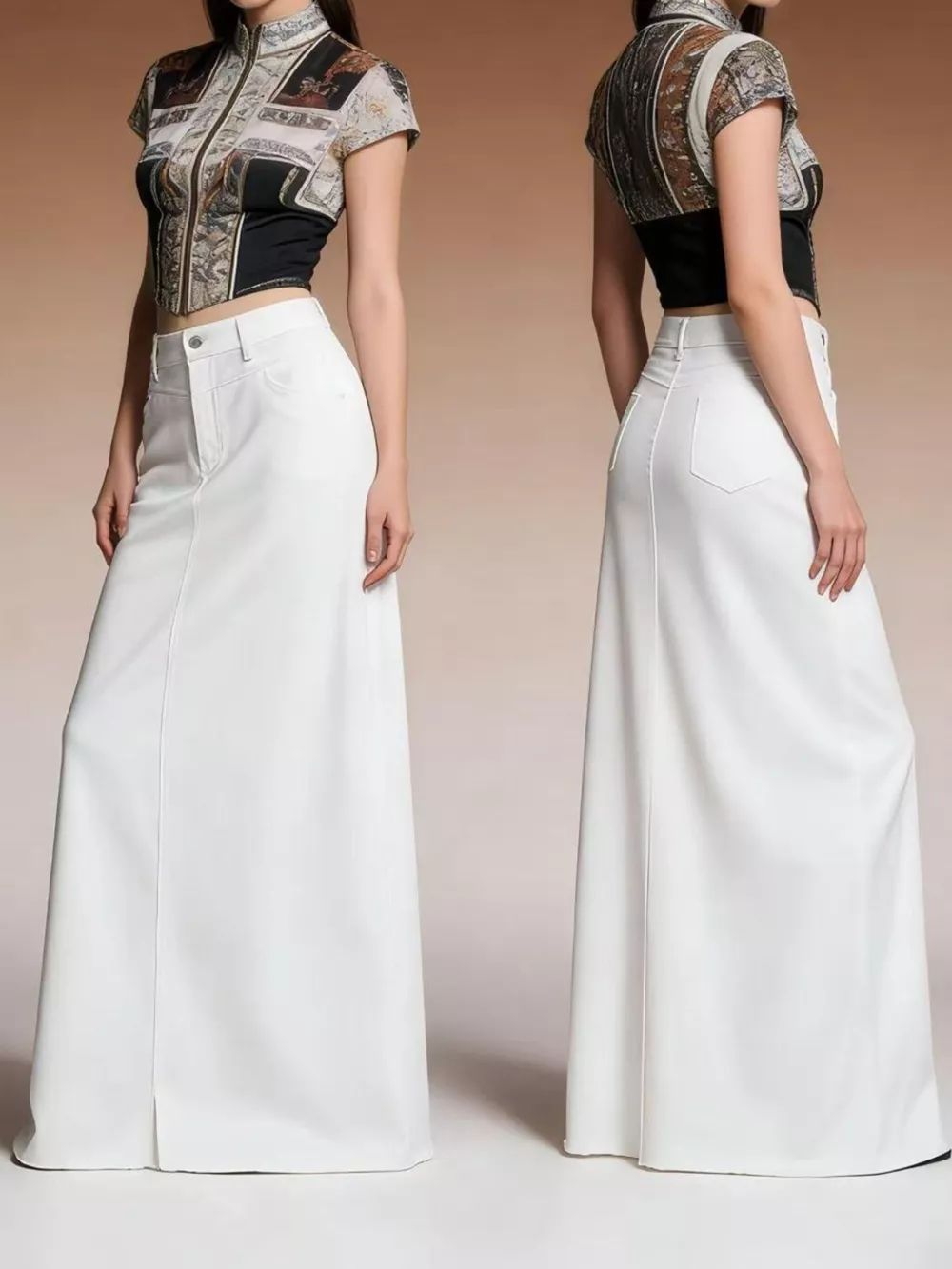Raw Hem Maxi Denim Skirt, image 7