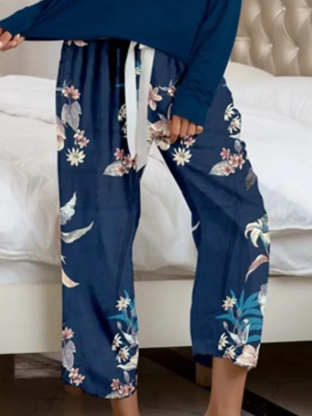 Round Neck Top and Printed Pants Lounge Set, image 25
