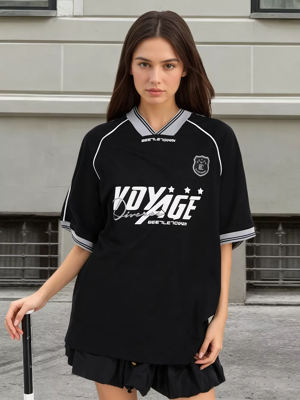Oversized Sporty Graphic Short Sleeve T-Shirt