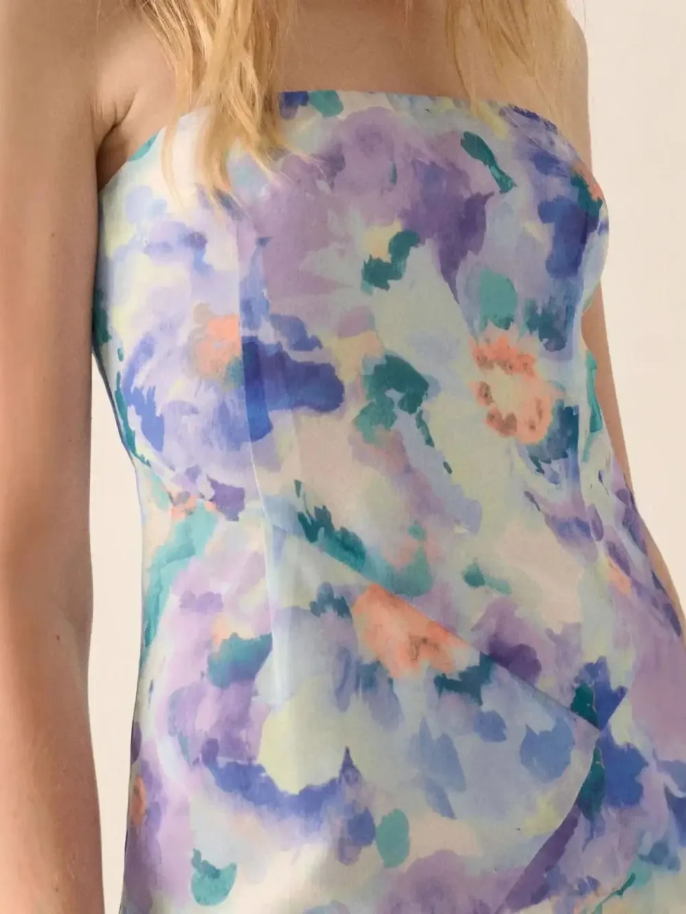 Strapless Floral Maxi Dress with Side Slit, image 4
