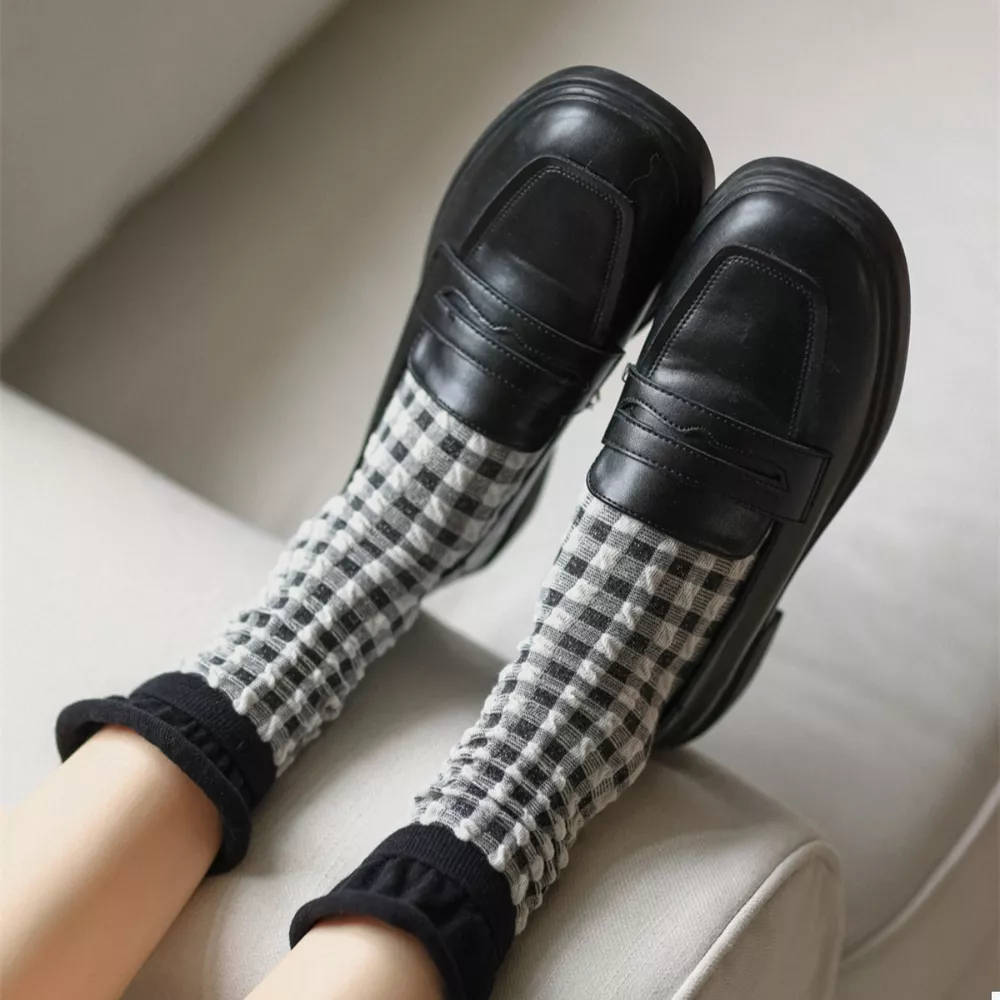 Two-Tone Cotton Knit Crew Socks, image 10