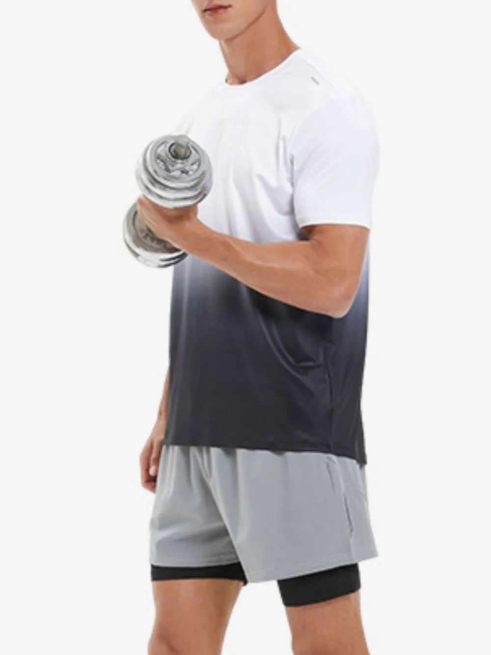 Men's Plus Size Gradient Round Neck Short Sleeve Active T-Shirt, image 5