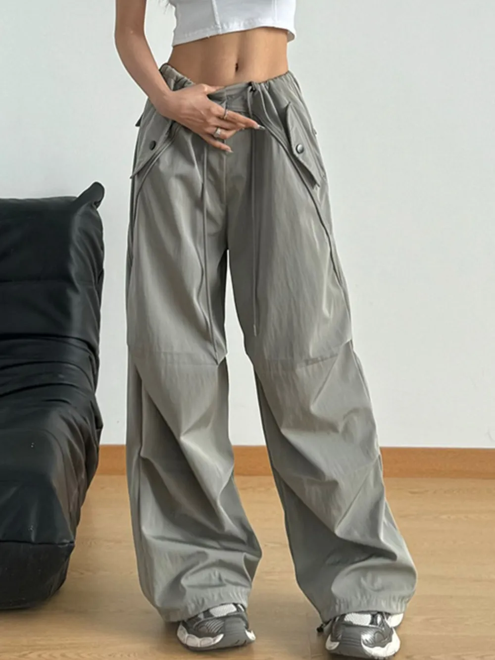 Wide Leg Drawstring Pants, image 2