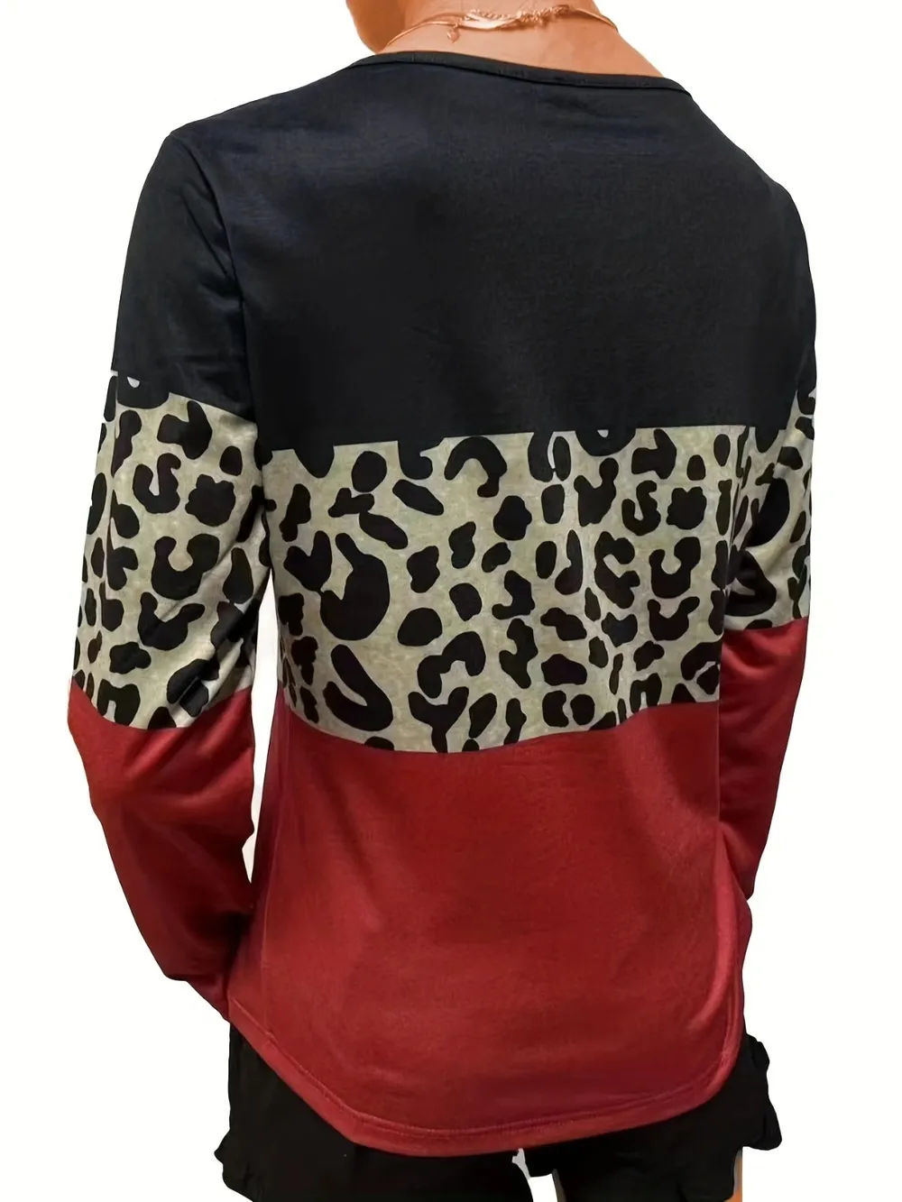 Crisscross Color Block Long Sleeve T-Shirt, image 2