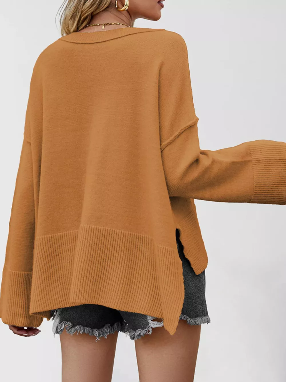Dropped Shoulder Flare Sleeve Sweater, image 5