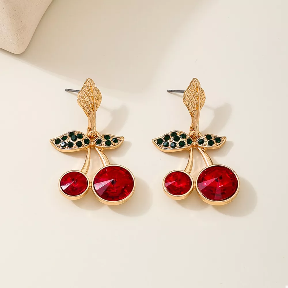 18K Gold-Plated Cherry Drop Earrings, image 2