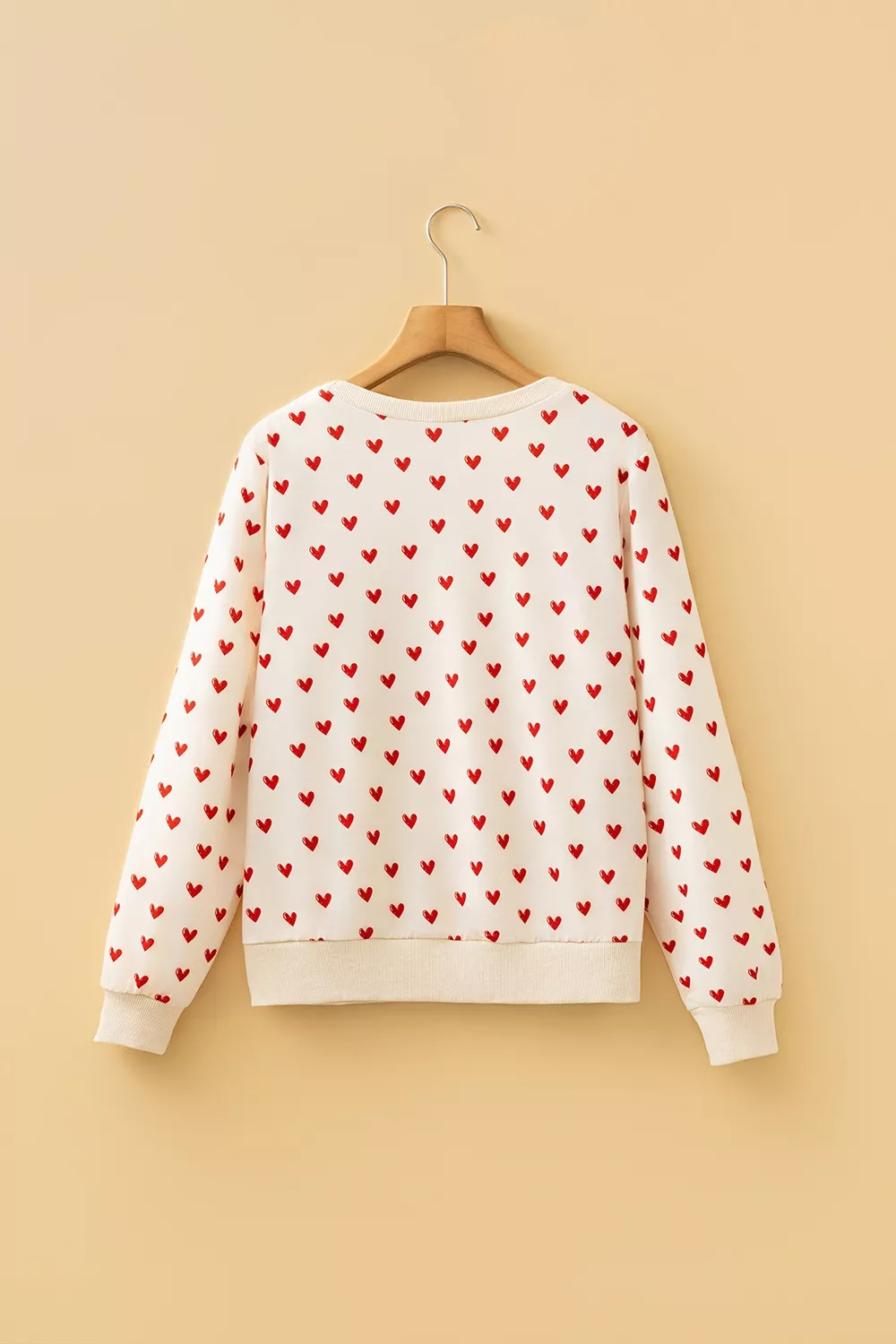 Heart Print Round Neck Long Sleeve Regular Fit Sweatshirt, image 3