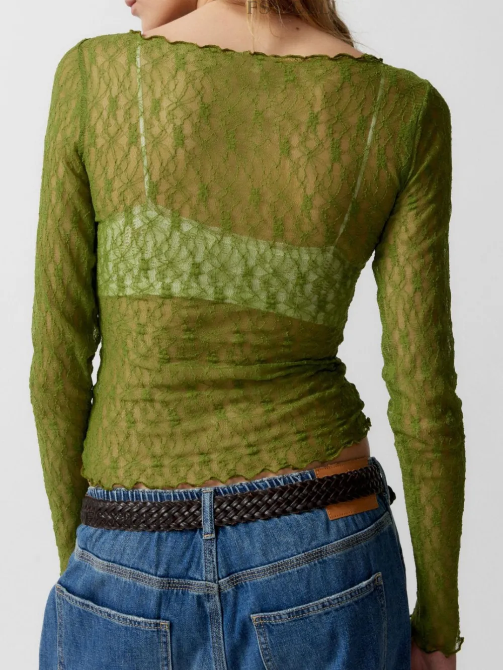 Lace Boat Neck Long Sleeve Blouse, image 10