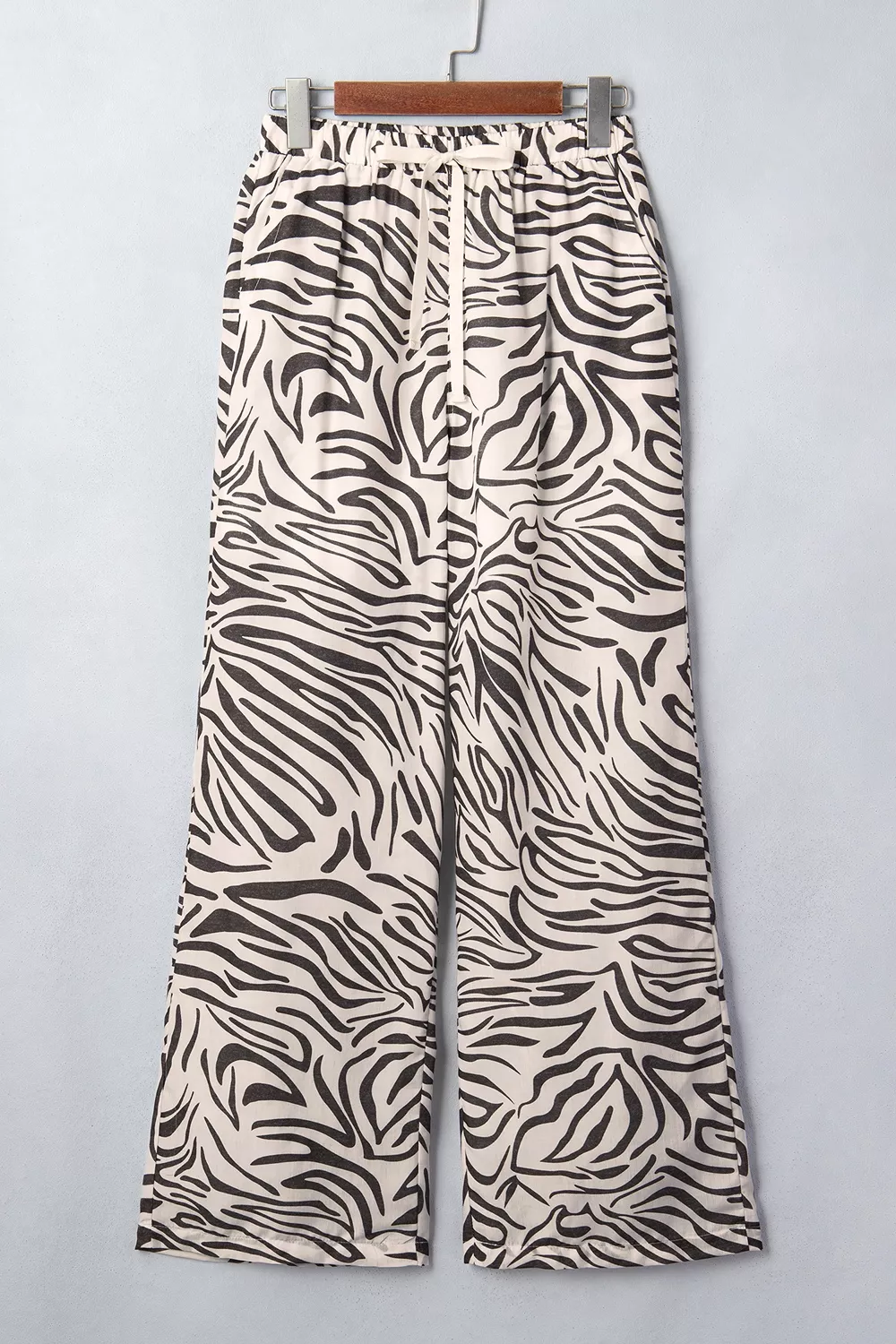 Multicolour Western Print Zebra Pattern Elastic Waist Pocket Pants, image 8