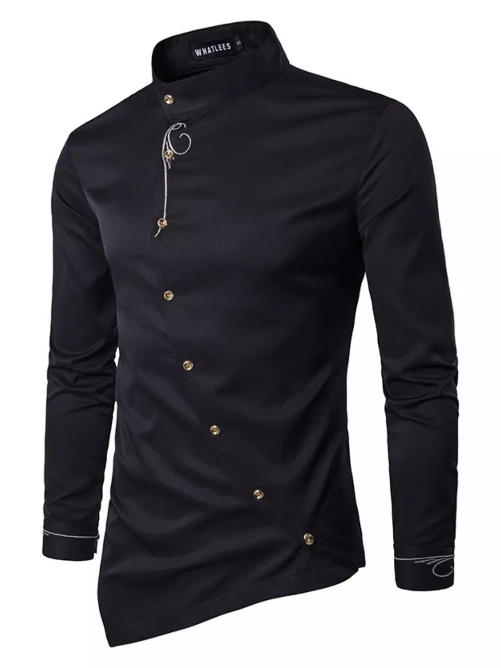Men's Asymmetric Button-Down Slim Fit Shirt, image 7