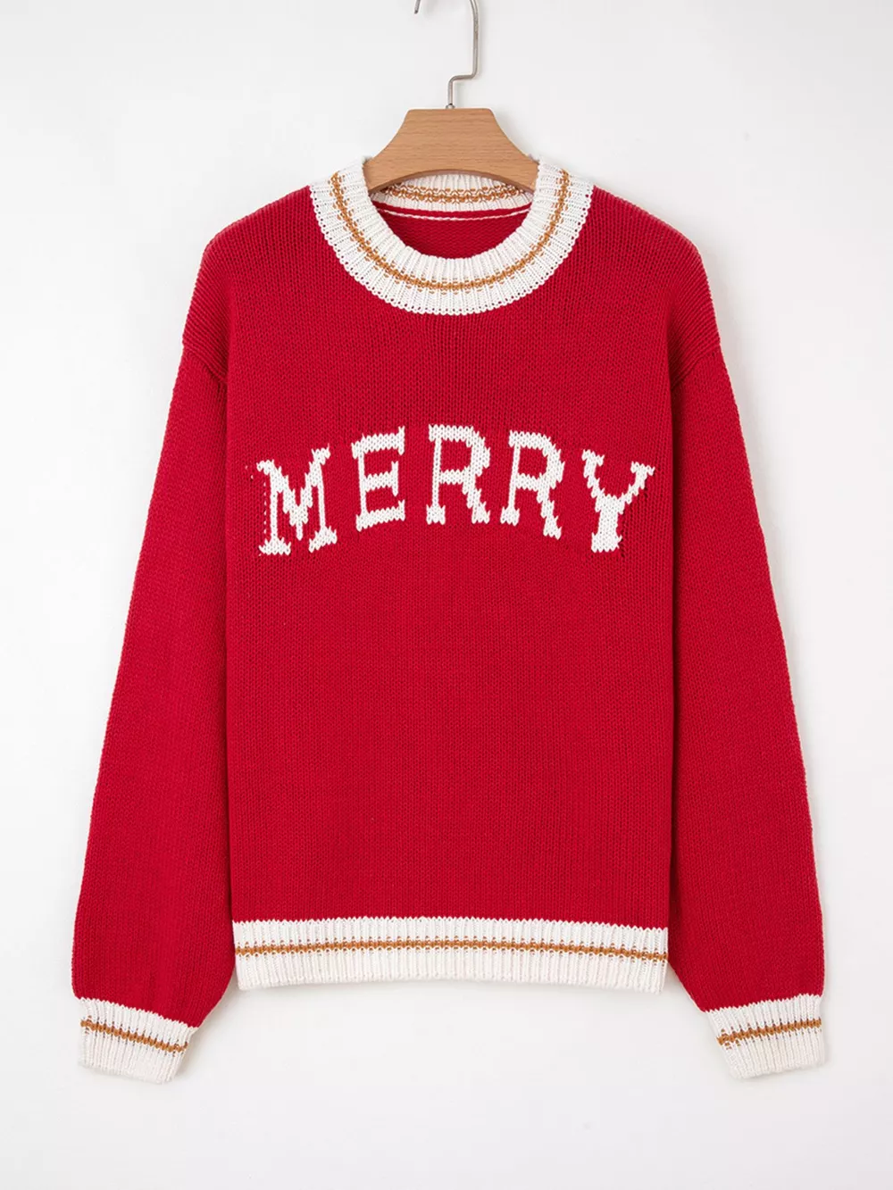 MERRY Contrast Edge Drop Shoulder Christmas Sweater, image 2