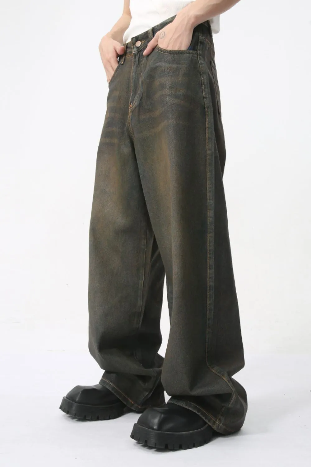 Wide Leg Men's Jeans with Pockets, image 4