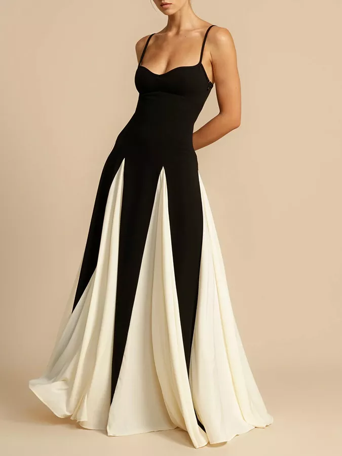 Two-Tone Flowing Maxi Dress, image 4