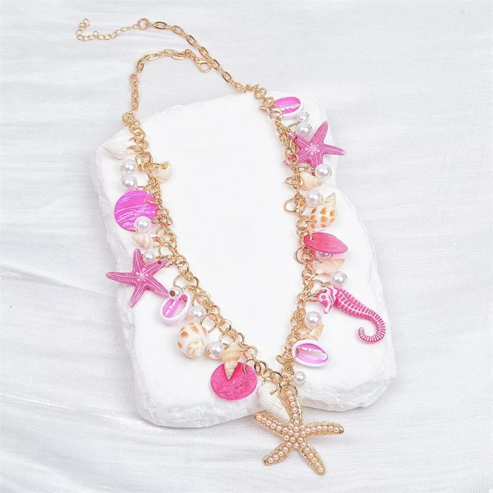Ocean Charm Shell Starfish Statement Necklace, image 4