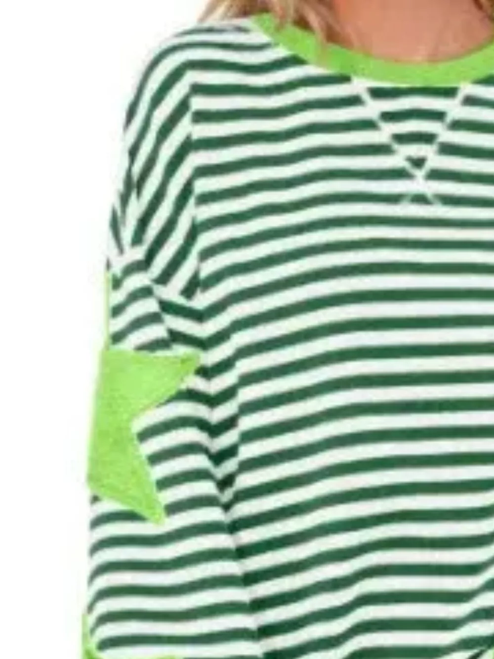 Full Size Star Patch Striped Oversized Sweatshirt Plus Size, image 10