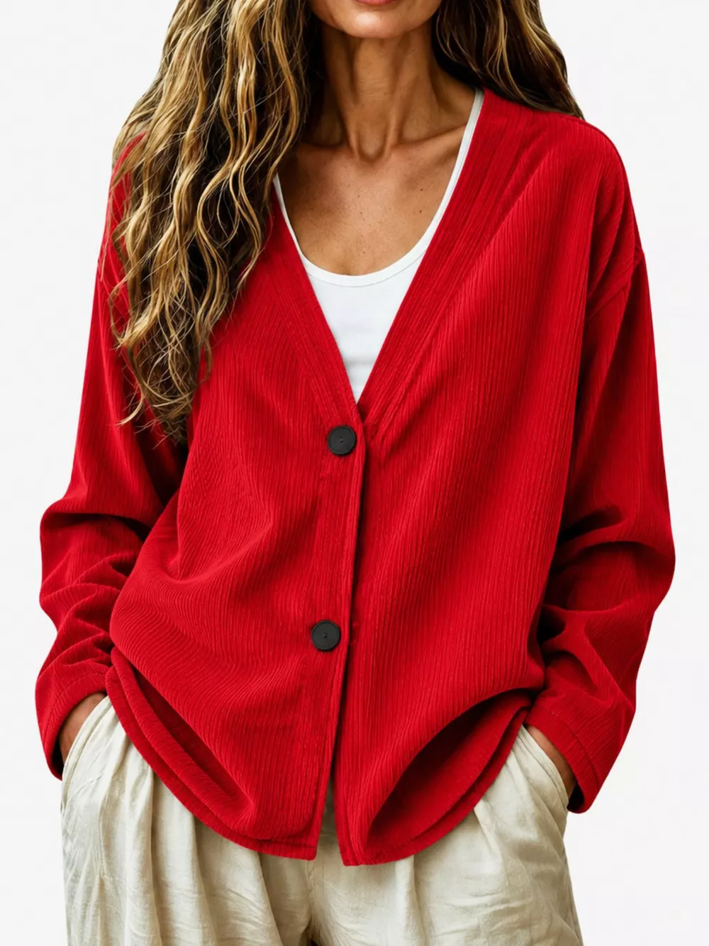 Casual Corduroy Button-Up Cardigan, image 13