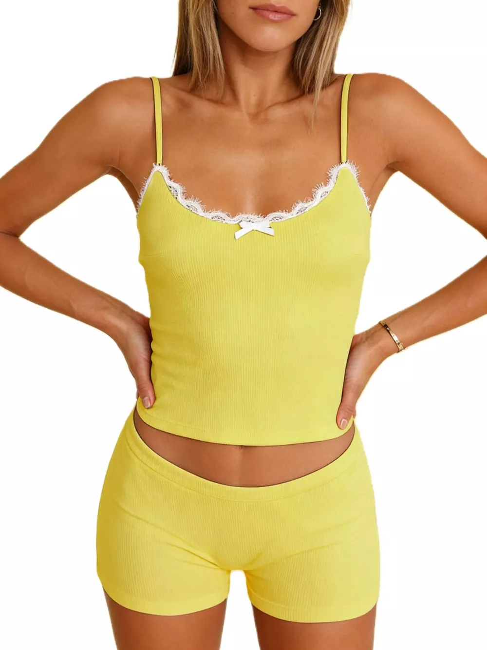 Contrast Trim Cami and Shorts Set, image 8