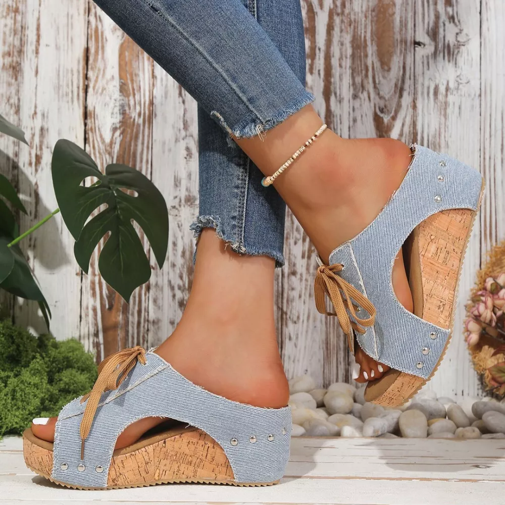 Lace Up Wedge Sandals, image 8