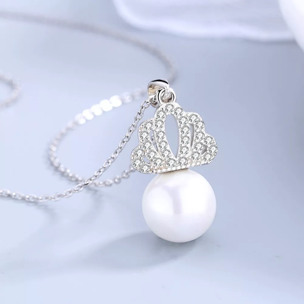 Crown Pearl Pendant Necklace, image 2