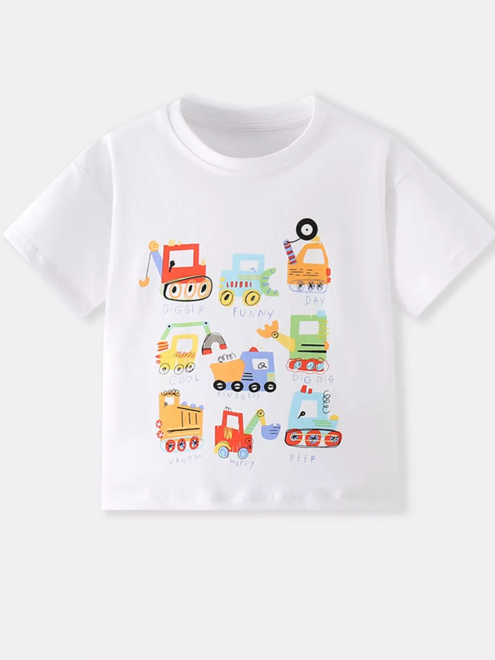 Children's Cartoon Construction Vehicle Crew Neck T-Shirt, image 2
