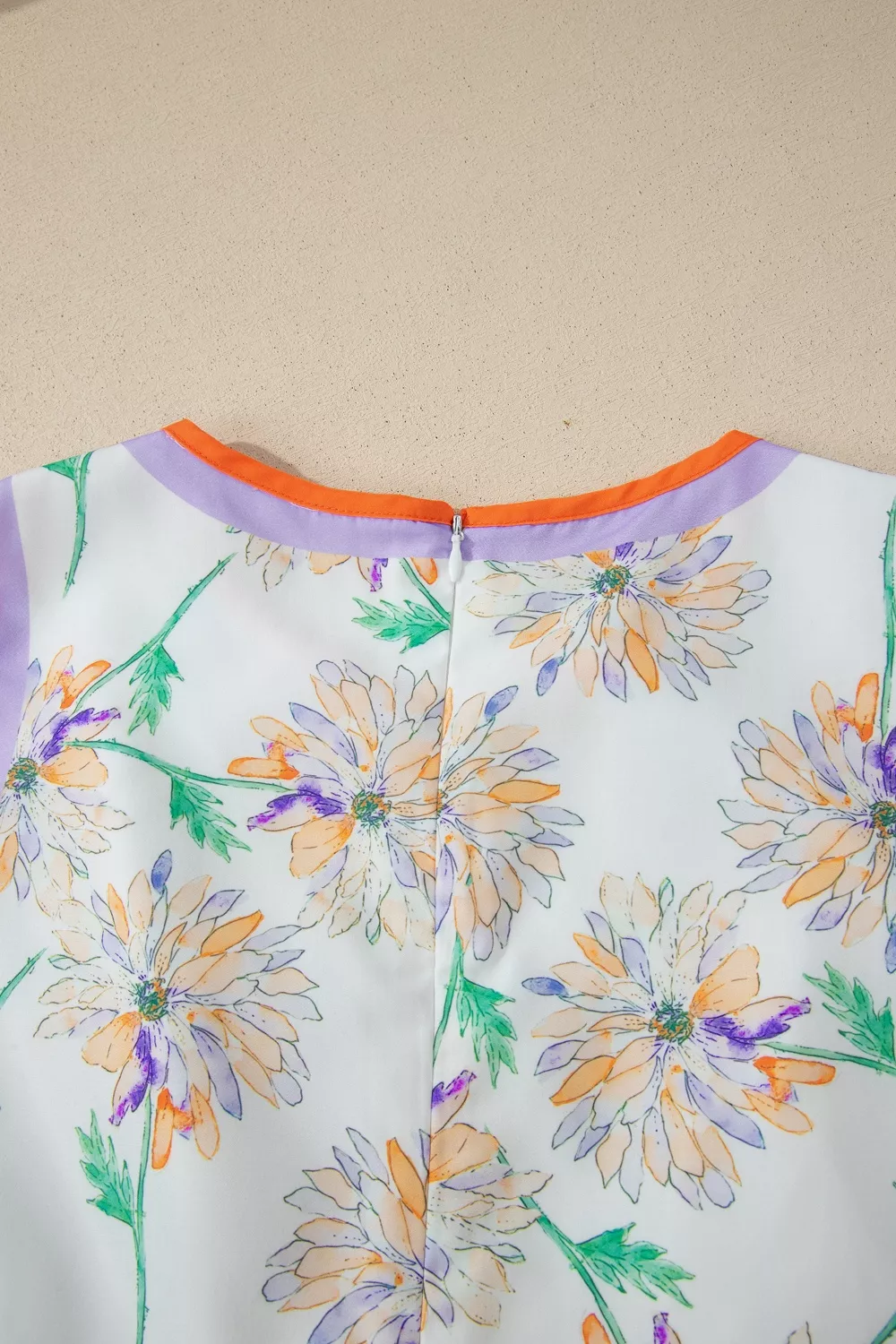 Floral Print Color Block Trim Belted Sleeveless Dress, image 8