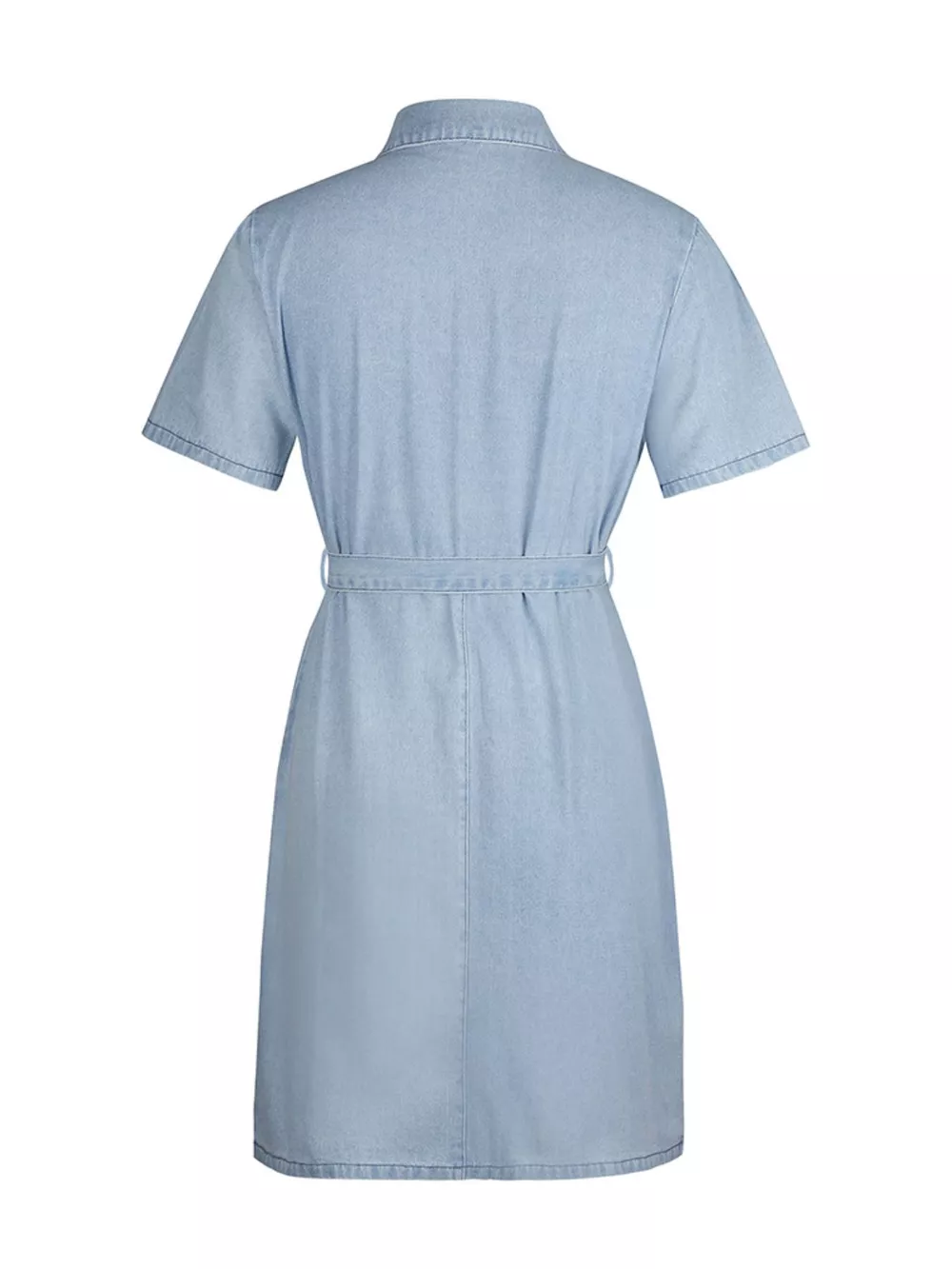 Zip Front Short Sleeve Denim Dress, image 11