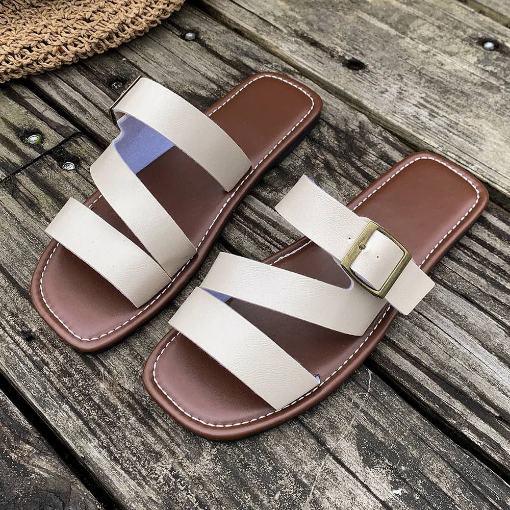 Open Toe Buckle Flat Sandals, image 7