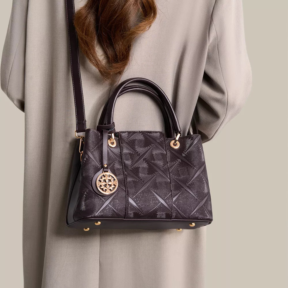 Embossed Pattern Leather Top Handle Handbag, image 2