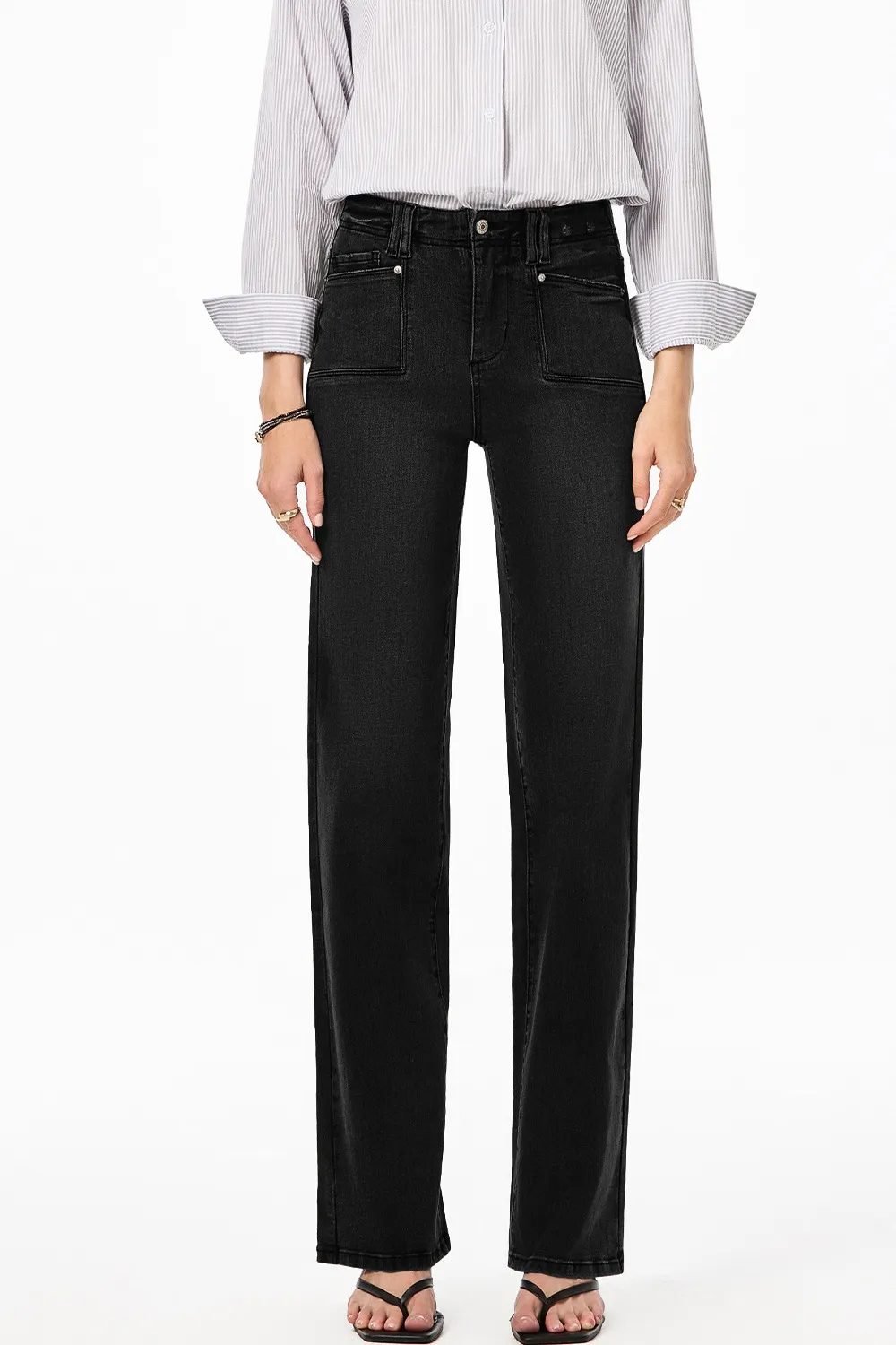 High-Waisted Wide-Leg Vintage Wash Jeans, image 8