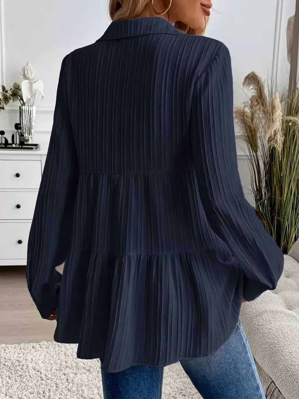 Button-Down Long Sleeve Tiered Shirt, image 15