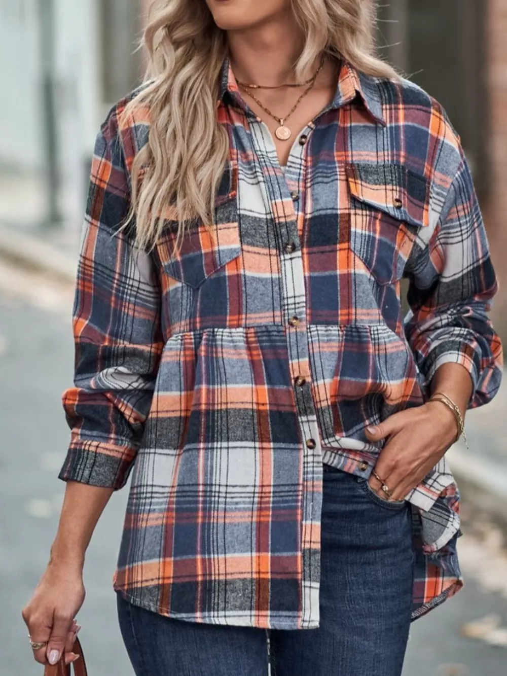 Plaid Button-Down Long Sleeve Shirt, image 4