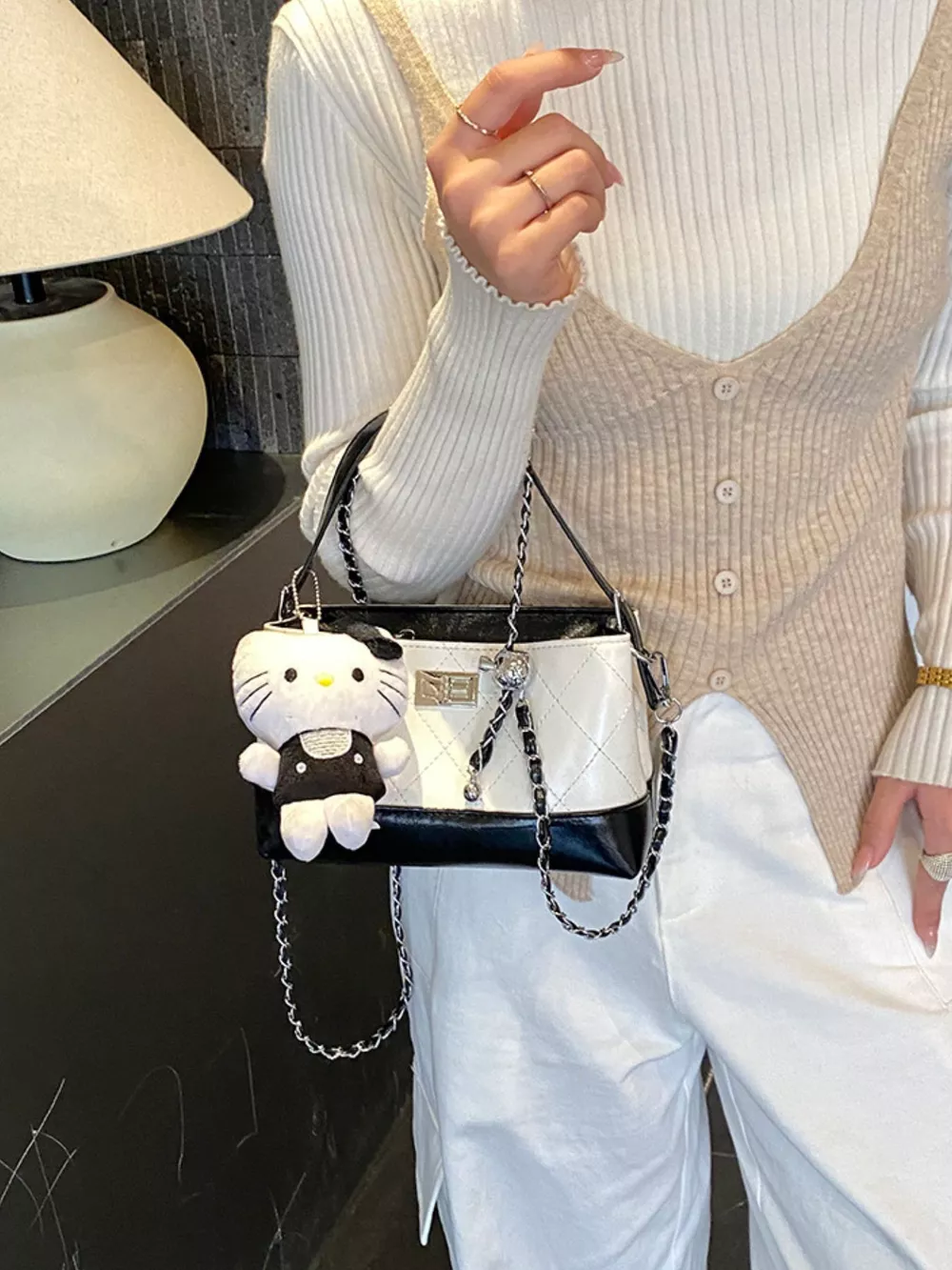 Quilted Chain Crossbody Bag, image 2
