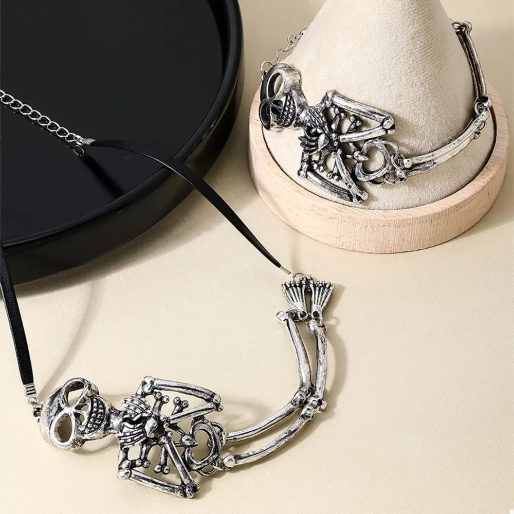 Alloy Skull Necklace and Bracelet Jewelry Set, image 7