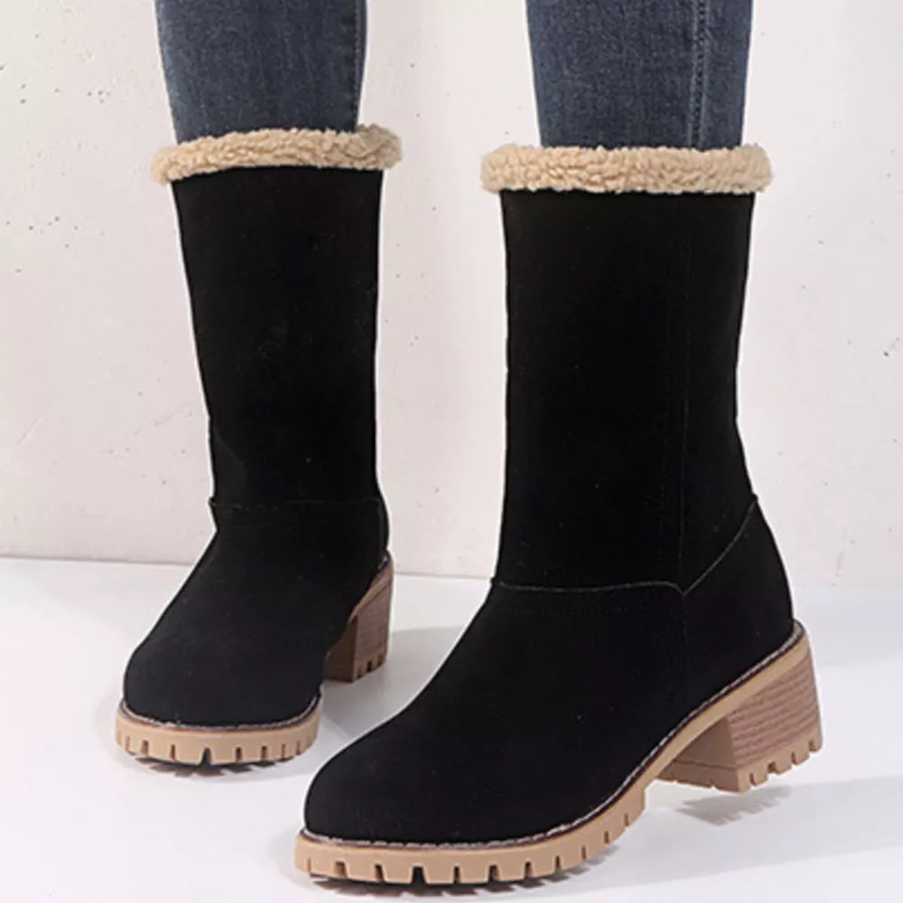Round Toe Block Heels Boots