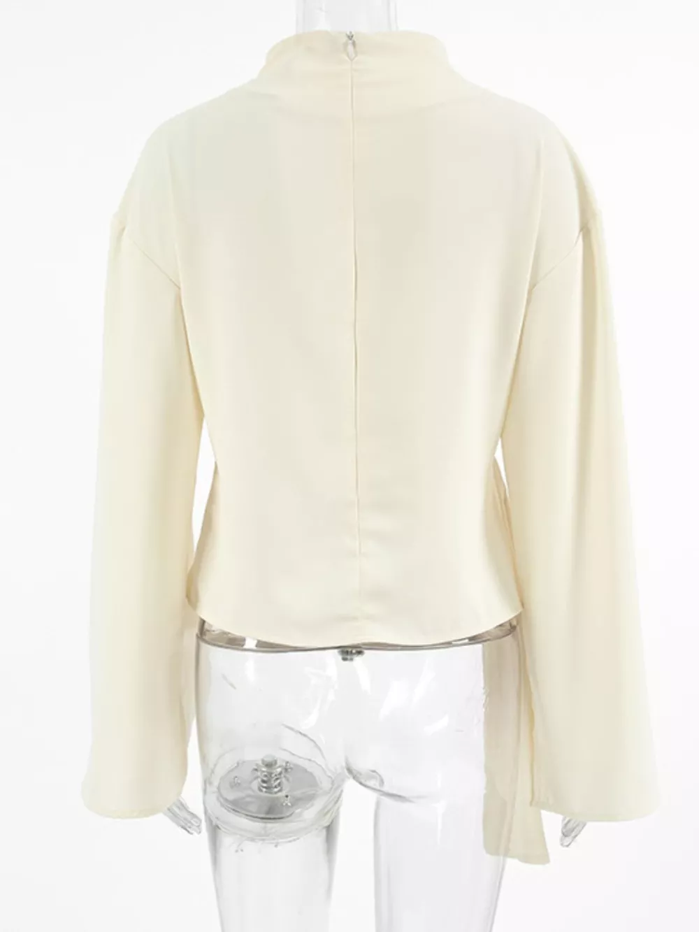 Ruched Mock Neck Long Sleeve Blosue, image 8