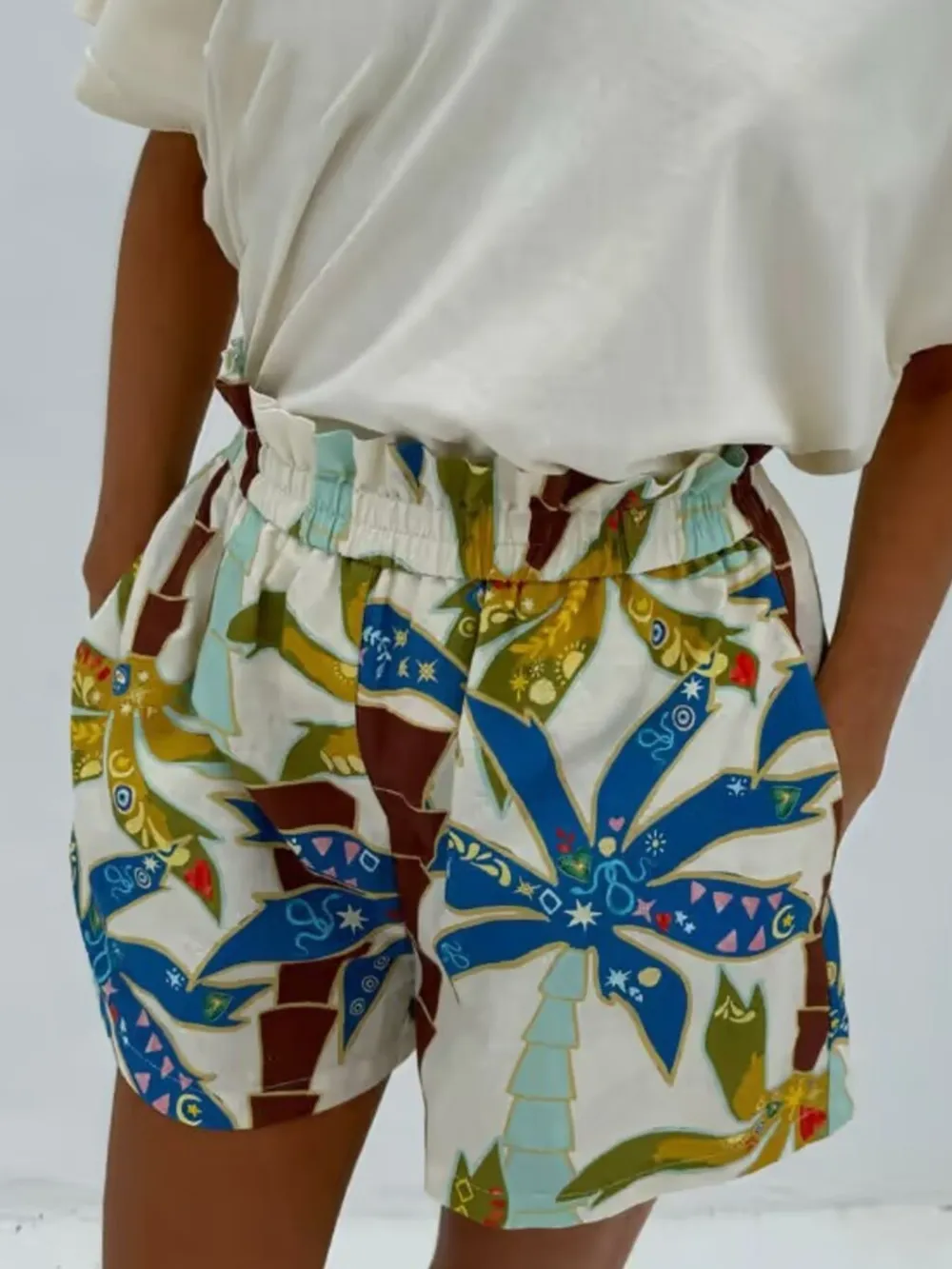 Printed Button Up Shirt and Shorts Set, image 3