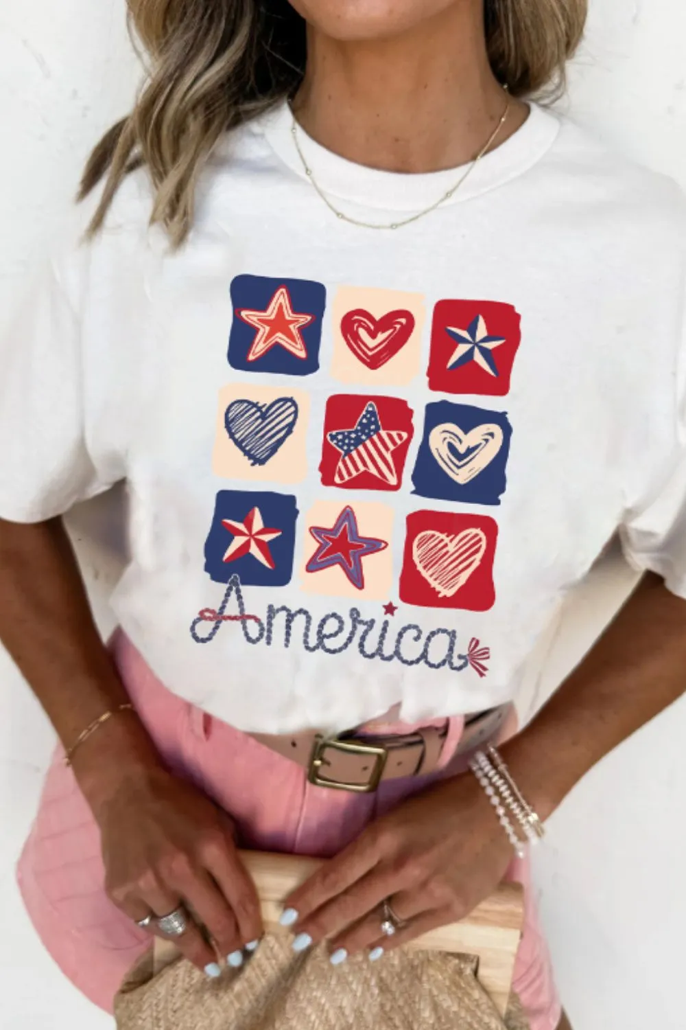 American Heart Star Checkered Graphic Tee, image 4