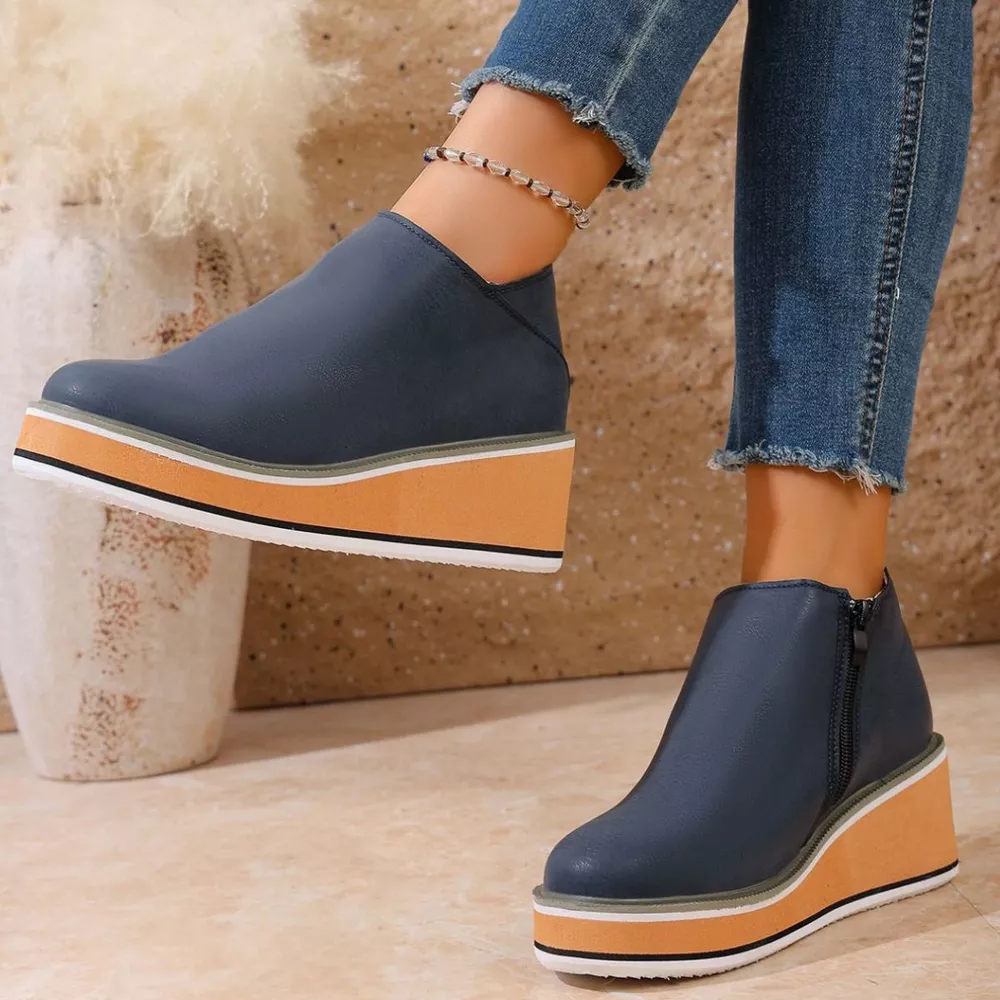 Round Toe Wedge Ankle Boots, image 6