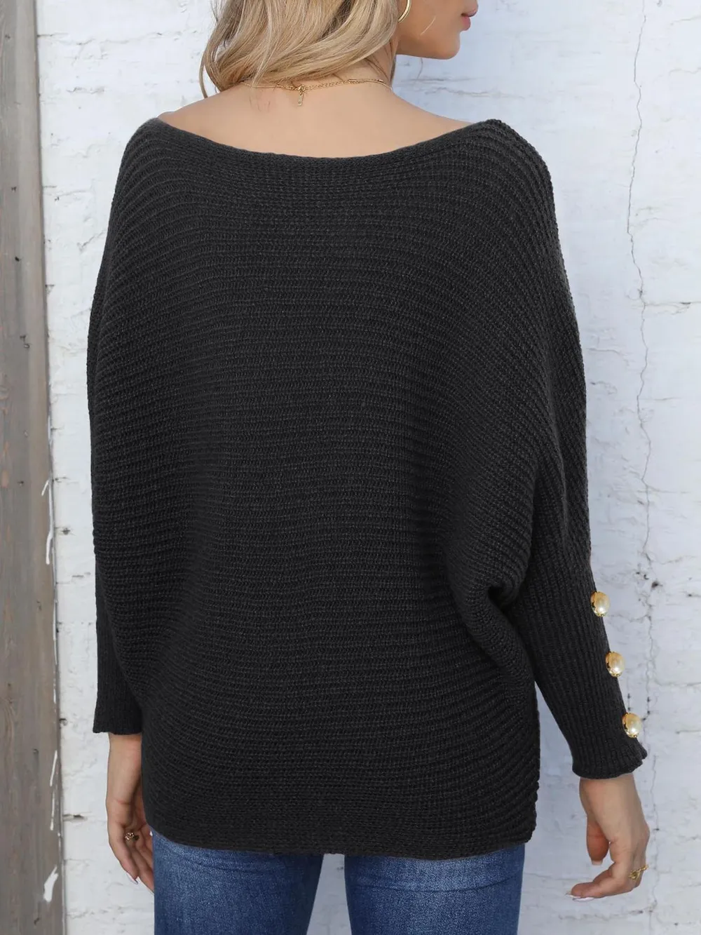Full Size Boat Neck Long Sleeve Sweater, image 13