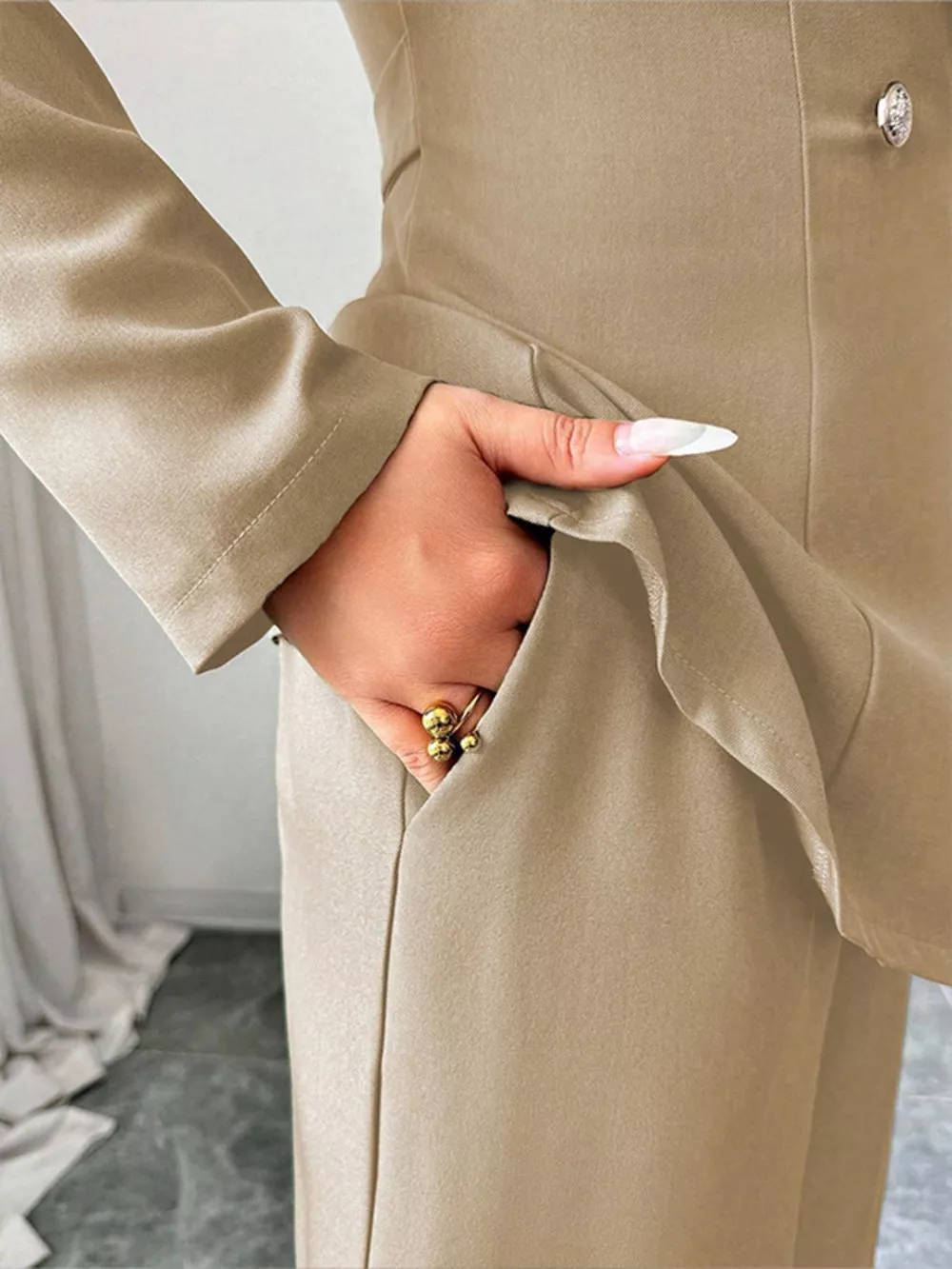 One Button Blazer and Pants Set, image 11