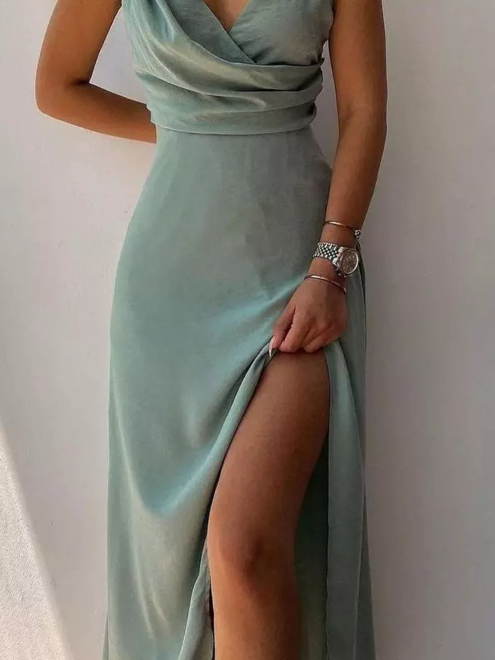 Slit Spaghetti Strap Maxi Dress, image 9