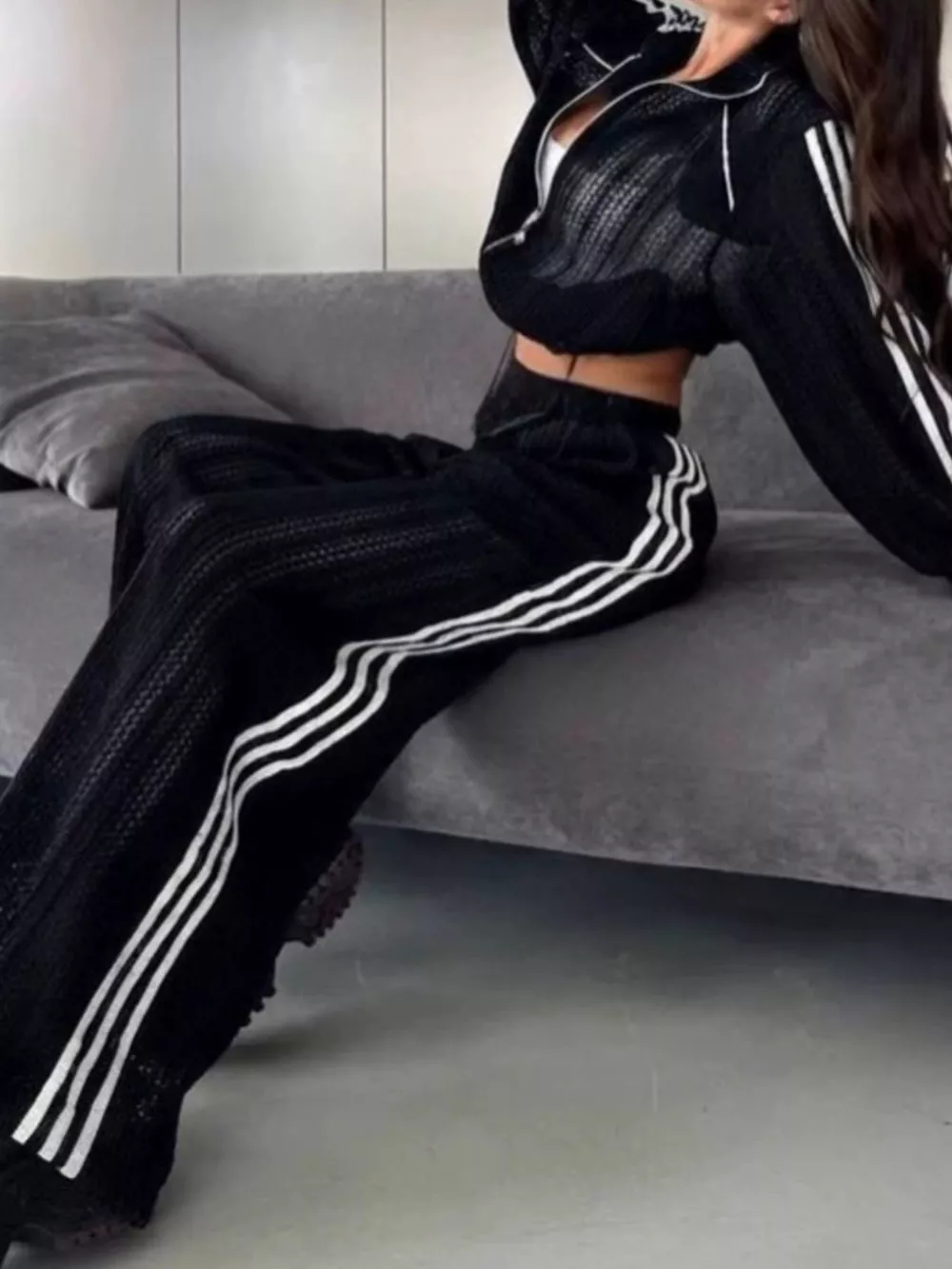Side Stripes Zip Up Top and Pants Set, image 12