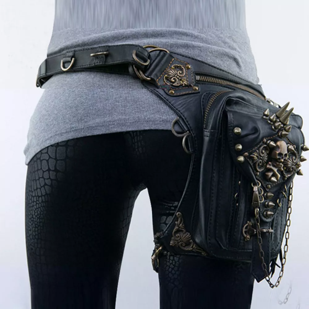 Steampunk Skull Decor Crossbody Bag, image 6