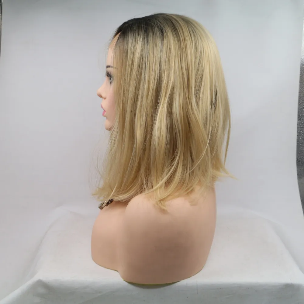 13*3" Lace Front Wigs Synthetic Mid-length Straight 12" 130% Density, image 3