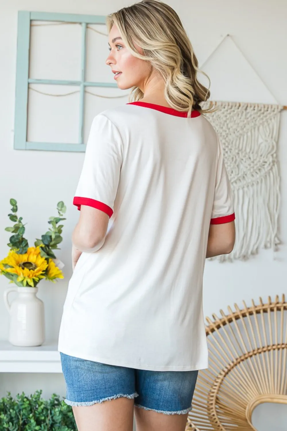 Full Size USA Contrast Trim Short Sleeve T-Shirt, image 2