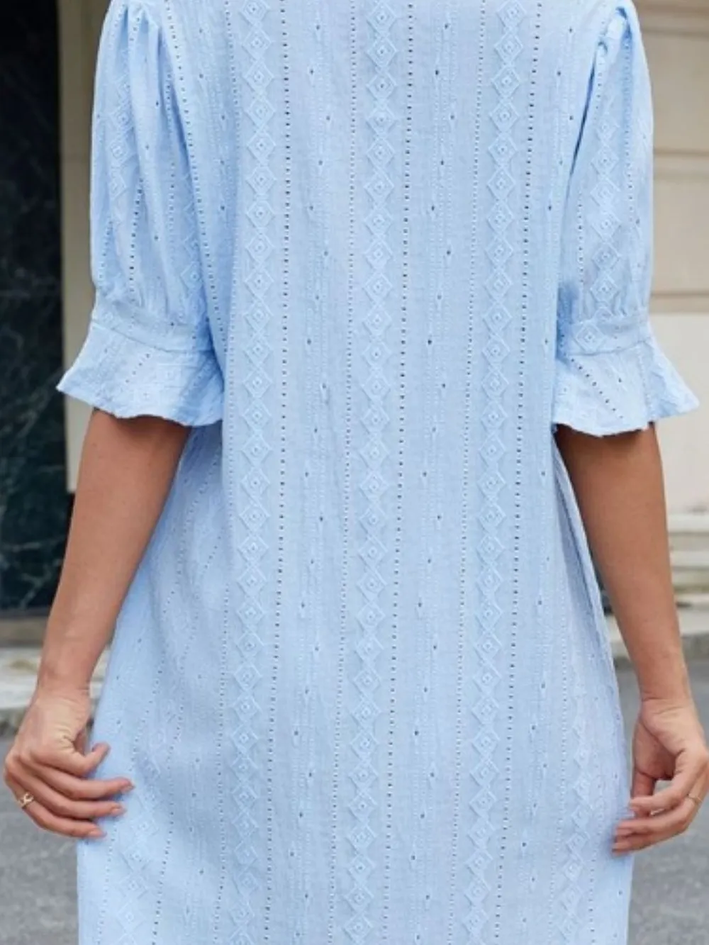Eyelet Flounce Sleeve Mini Dress, image 8