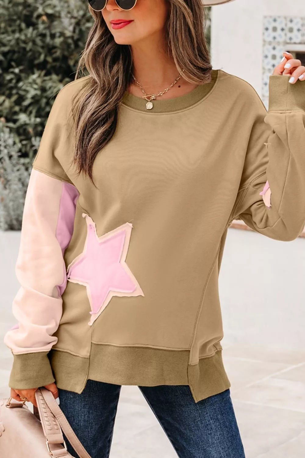 Star Patch Crew Neck Sweatshirt, image 8