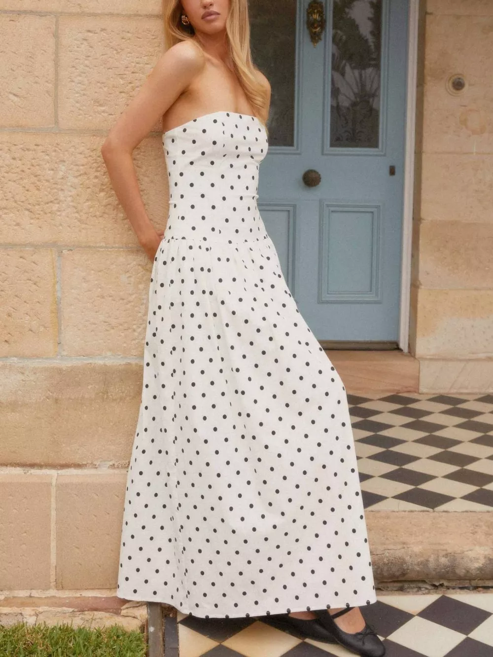 Ruched Printed Tube Maxi Dress, image 9