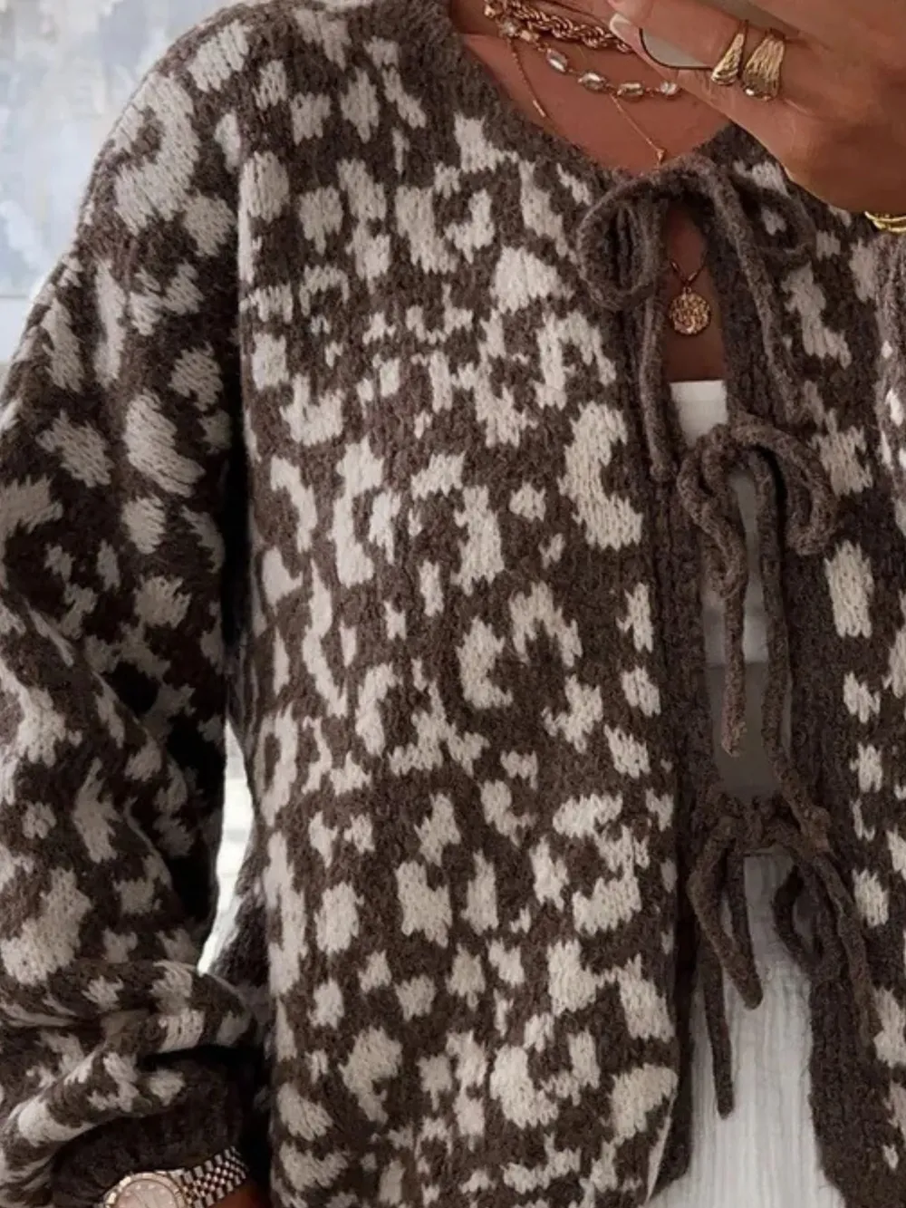 Leopard Tie Front Cardigan, image 35