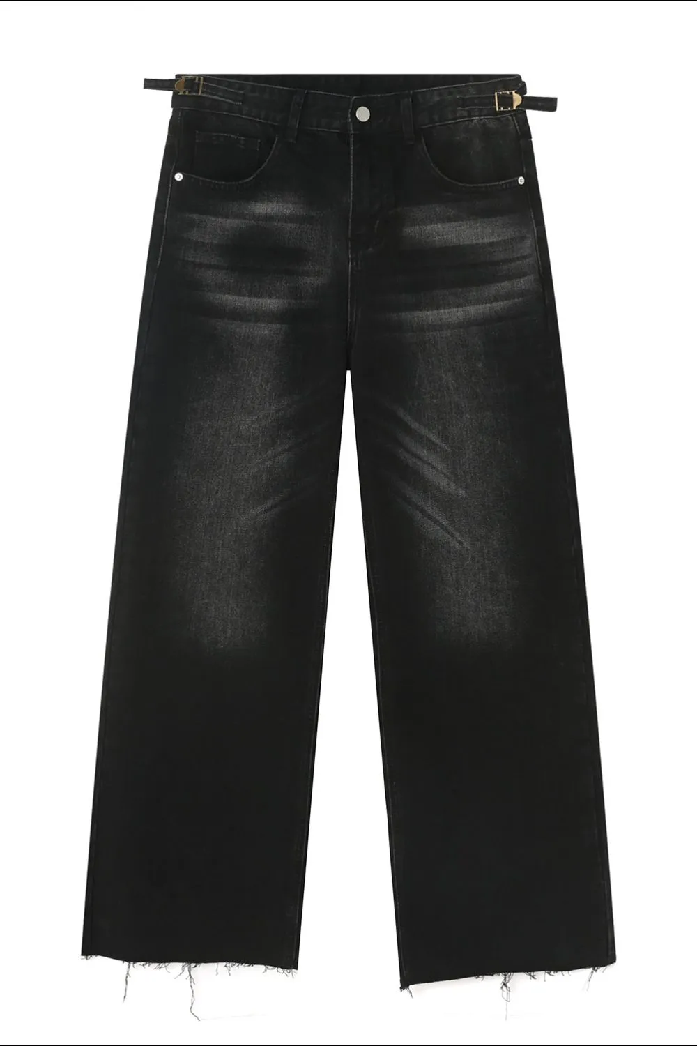 Raw Hem Straight Leg Jeans
